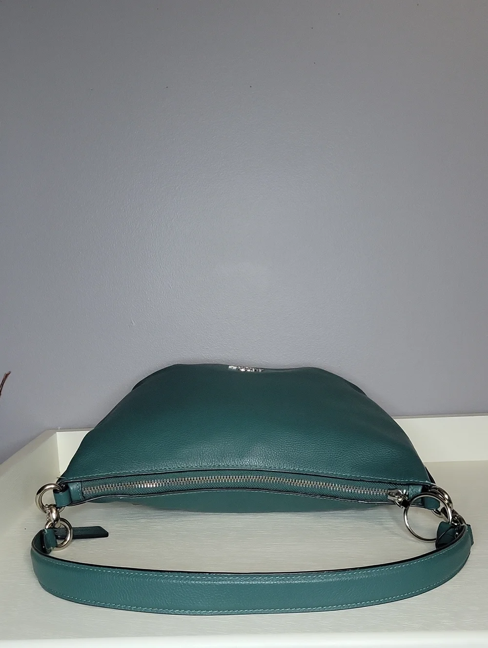 Coach Skylar Dark Teal Leather Hobo Shoulder Bag with Matching Wallet Set